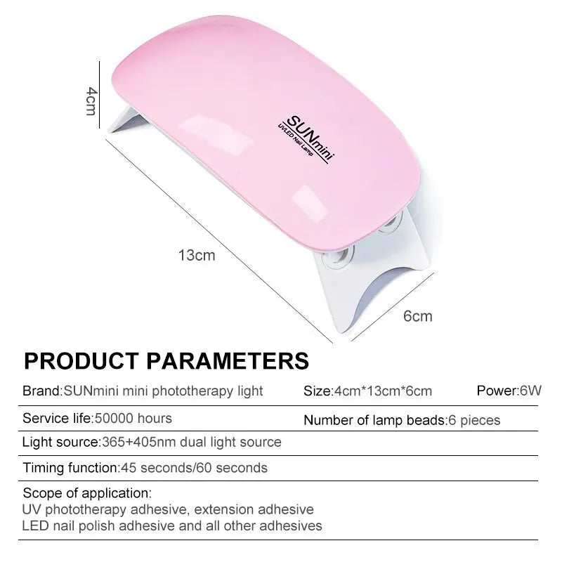 Lampe UV LED SUN mini – Rose – Séchage rapide pour vernis semi-permanent