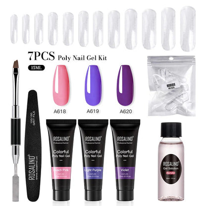 Kit Complet Poly Gel Ongles ROSALIND – 15ML – Nail Art Professionnel